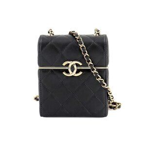 CHANEL Matelasse Box type Chain Shoulder Bag Leather Black AP2656 90245341